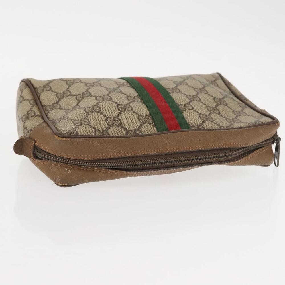 GUCCI GG Supreme Web Sherry Line Clutch Bag PVC Beige Gold 89 01 012 Auth BA7455 - Picture 5 of 16